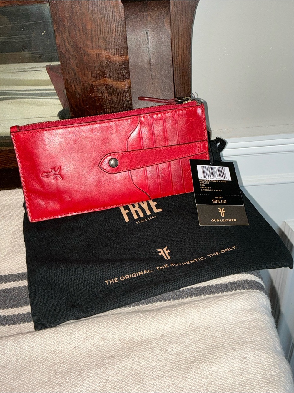 NWT Frye Melissa Leather Snap Card Wallet Red Retail $98 - Picture 4 of 13